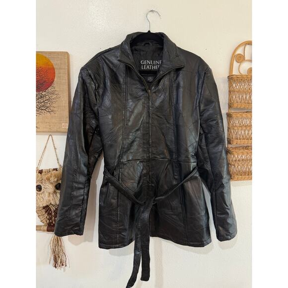 Y2K Black Patchwork Leather Jacket - Picture 3 of 10